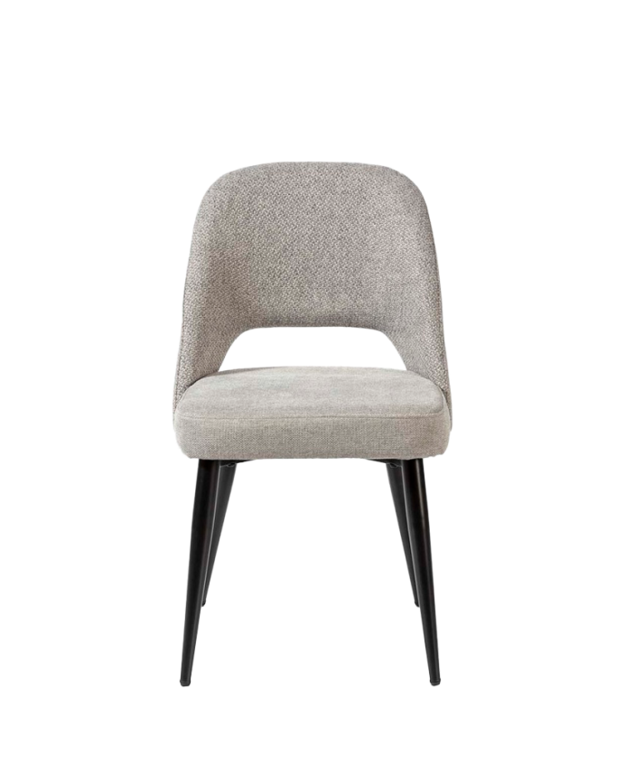 Chaise en tissu gris avec pieds en métal noir de 84 cm