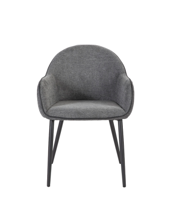 Chaise en tissu gris foncé avec pieds en métal noir de 83 cm