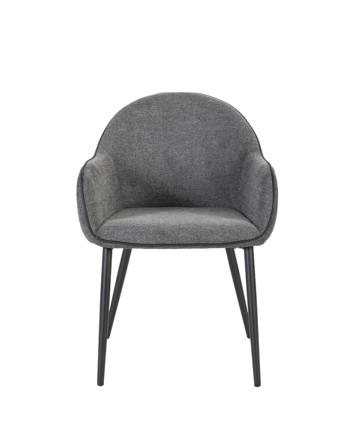 Chaise en tissu gris foncé avec pieds en métal noir de 83 cm