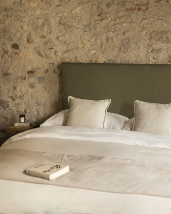 Tête de lit déhoussable en lin vert de différentes dimensions
