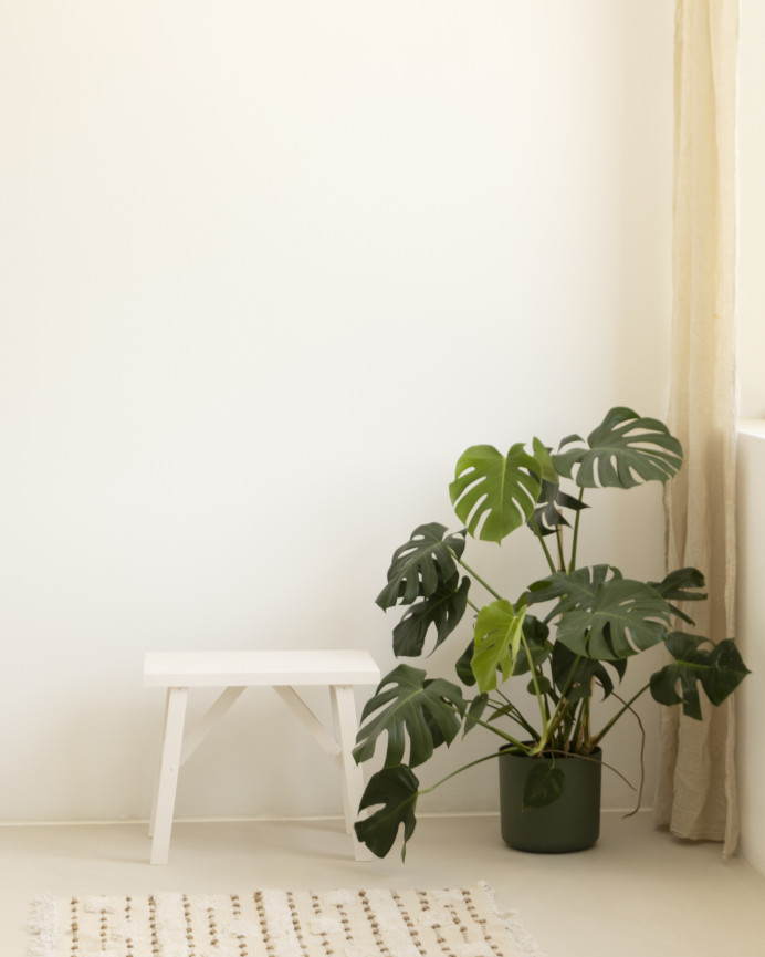 Tabouret en bois massif blanc 45x55cm