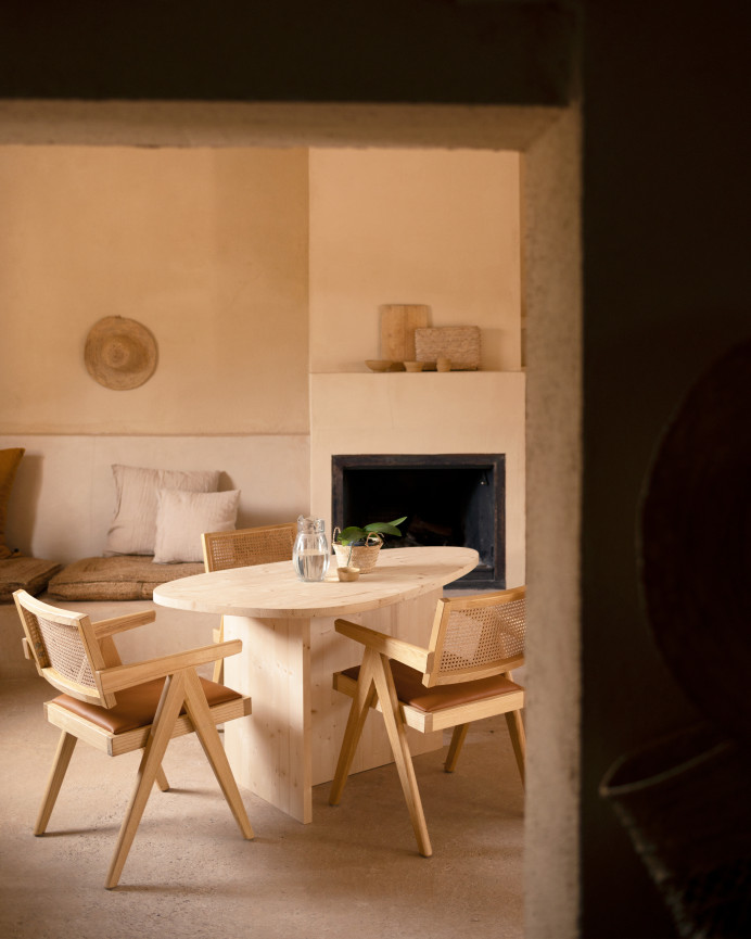 Table de salle à manger en bois massif naturel de 140 cm