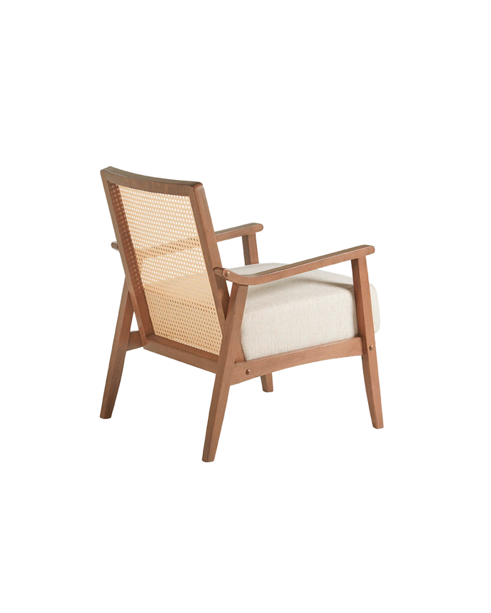 Fauteuil en bois massif avec assise en mousse et fibre en finition noyer 78x68cm