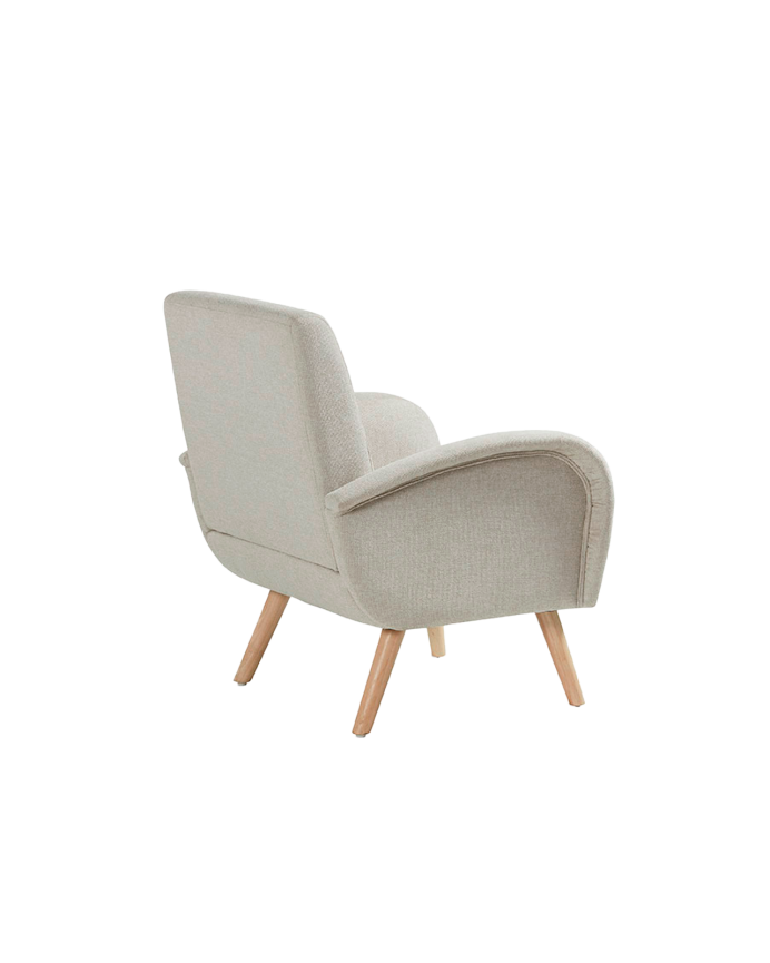 Fauteuil en bois massif avec assise en mousse et fibre de couleur beige 75x74cm