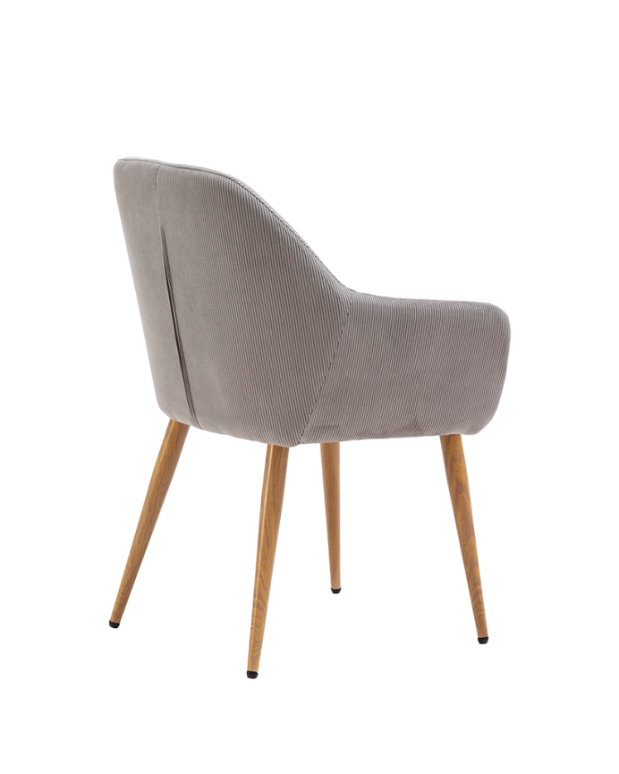 Chaise en velours gris avec pieds en métal couleur chêne de 91 cm