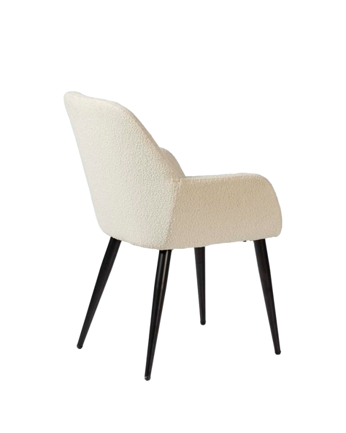 Chaise en bouclé blanc avec pieds en métal noir de 82 cm