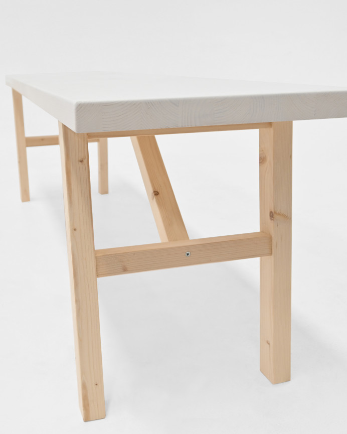 Banc en bois massif blanc de différentes tailles