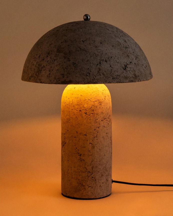 Lampe de table en papier mâché blanc de 49,5x37cm