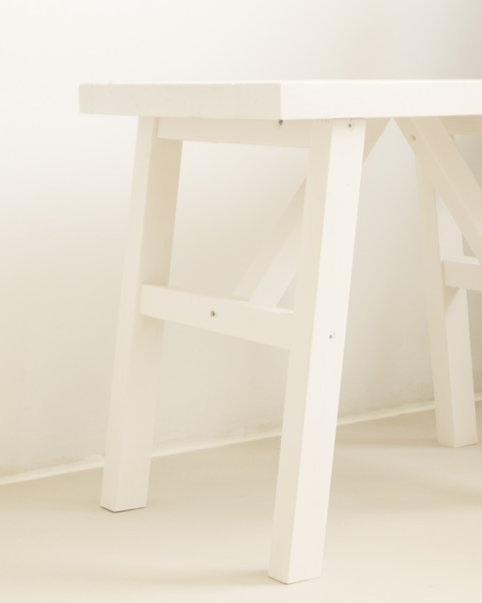 Tabouret en bois massif blanc 45x55cm