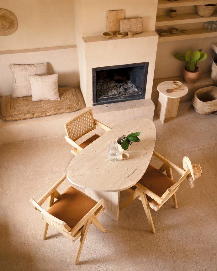 Table de salle à manger en bois massif naturel de 140 cm