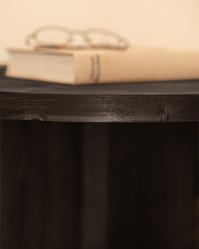 Table basse ronde en bois massif ton noir différentes tailles