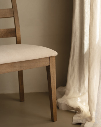 Chaise tapissée couleur pierre avec pieds en bois le ton chêne foncé 89cm