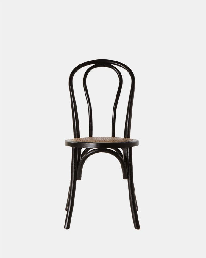 Chaises avec une structure en bois ton noir avec grilles en rotin en assise 89x43cm