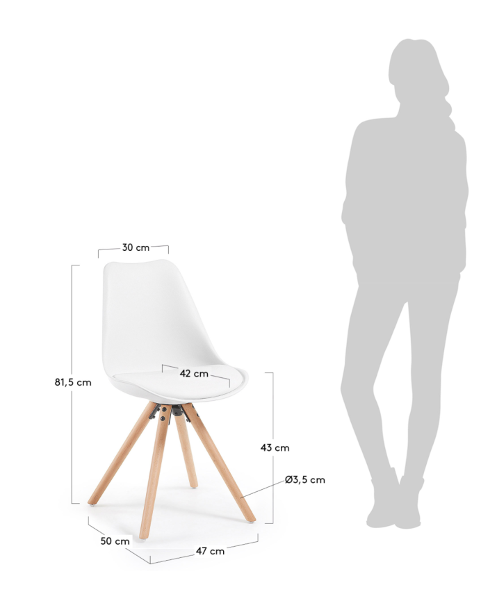 Chaisess à structure noir avec assise rembourrée et pieds en bois ton naturel