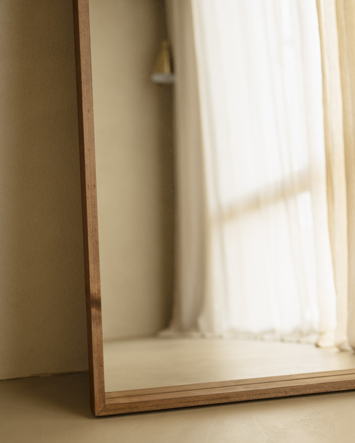 Miroir effet bois massif ton chêne foncé de différentes tailles