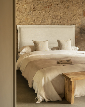 Tête de lit déhoussable en lin blanc de différentes dimensions