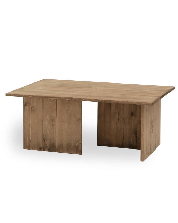 Table basse en bois massif ton chêne foncé 40x100cm