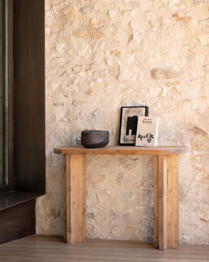 Console en bois massif ton chêne foncé 120x80cm