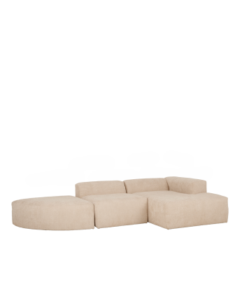 Canapé 3 modules courbe d'angle en bouclé couleur beige 320x172cm