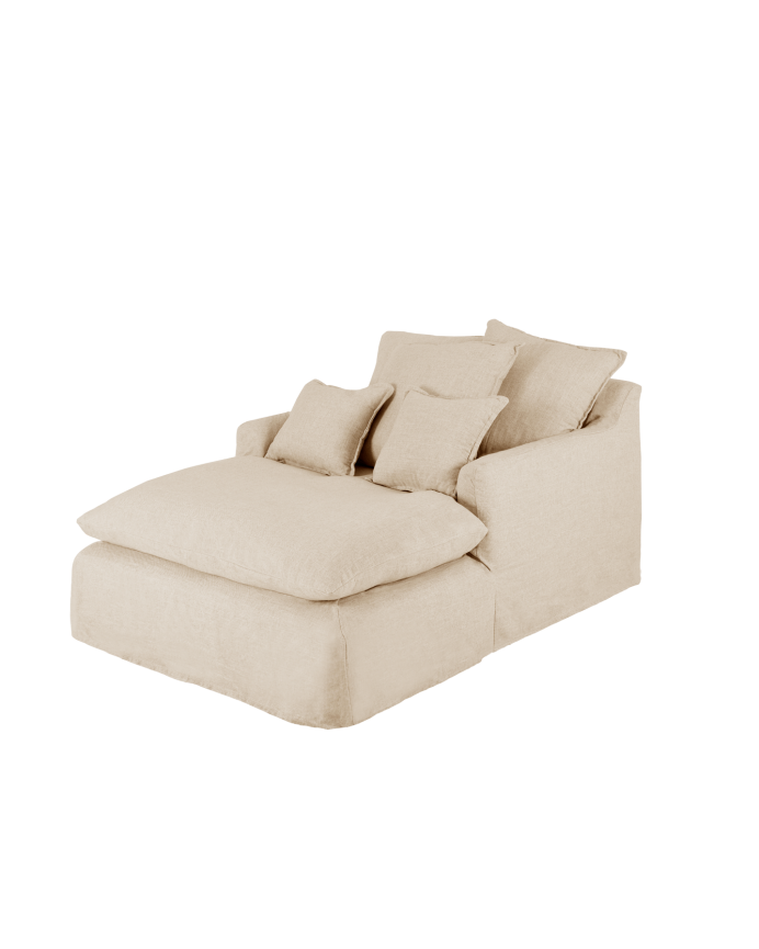 Fauteuil en coton et lin couleur beige de 115x170cm