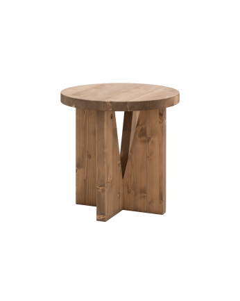 Table de chevet en bois massif en ton chêne foncé de 40x40cm