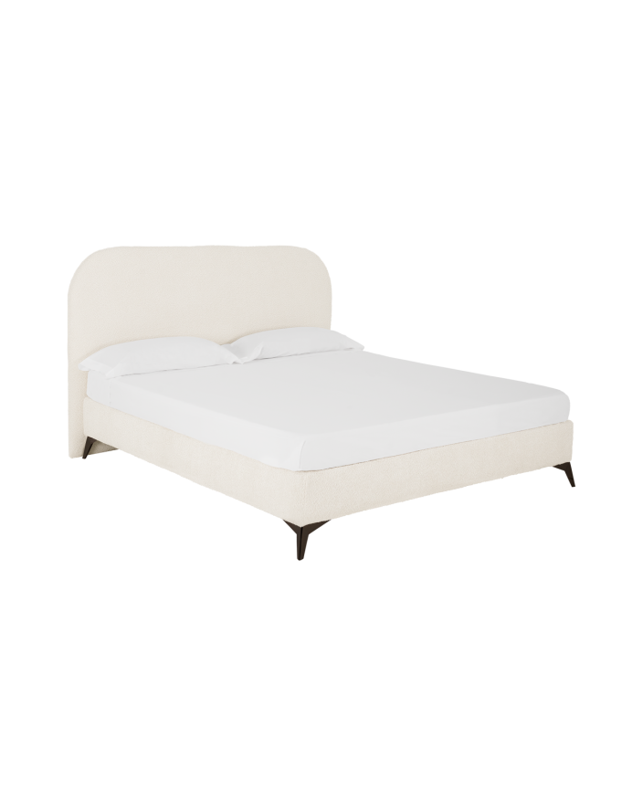 Lit rembourré en boculé blanc pour les matelas de différentes tailles