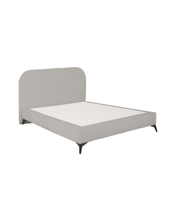 Lit rembourré en boculé gris clair pour les matelas de différentes tailles