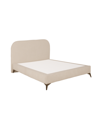 Lit rembourré en boculé beige pour les matelas de différentes tailles