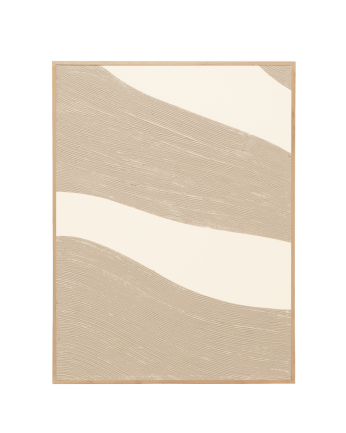 Tableau beige et blanc décoratif sur coton avec cadre en bois peint à la main à la peinture à l'huile dans différentes tailles