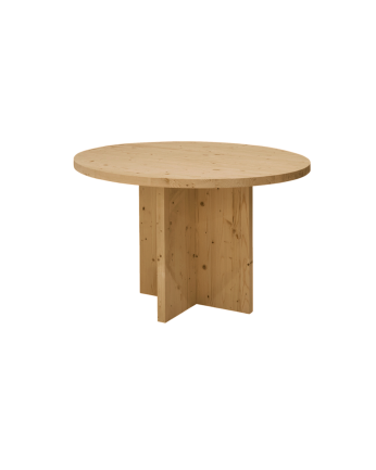 Table à manger ronde en bois massif ton chêne moyen Ø110