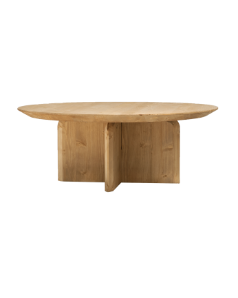 Table basse ronde en bois massif ton chêne moyen de différentes tailles