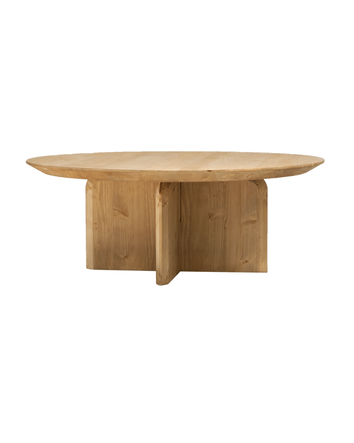 Table basse ronde en bois massif ton chêne moyen de différentes tailles