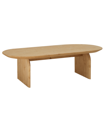 Table basse ovale en bois massif ton chêne moyen de différentes tailles