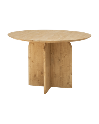 Table à manger ronde en bois massif de chêne moyen de 110 cm