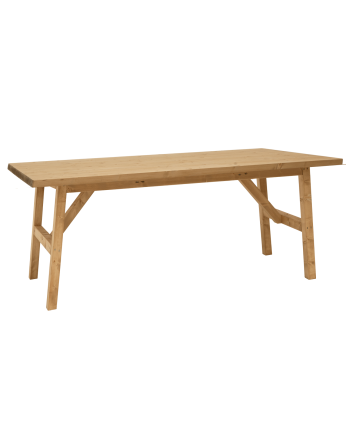 Table de salle à manger en bois massif ton chêne moyen de différentes tailles