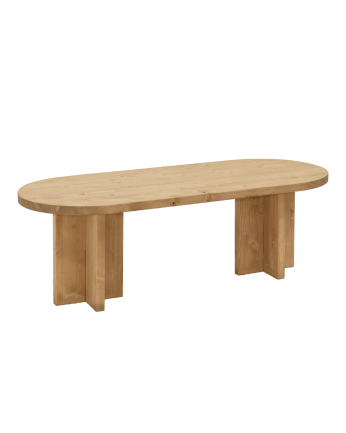 Table basse en bois massif ton chêne moyen 120x40cm