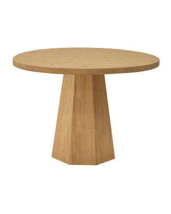 Table à manger ronde en bois massif ton chêne moyen Ø115