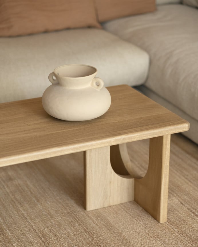 Table basse en bois massif de peuplier en 120x50cm