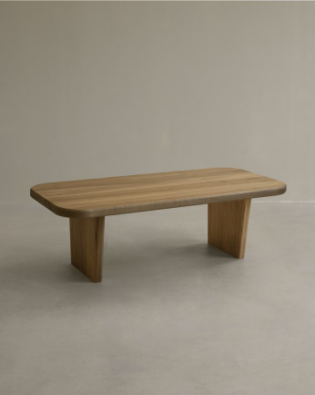 Table basse en bois massif de peuplier avec deux pieds de 95cm