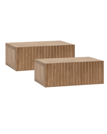 Pack de 2 tables de chevet flottantes en bois massif ton chêne foncé de 40cm