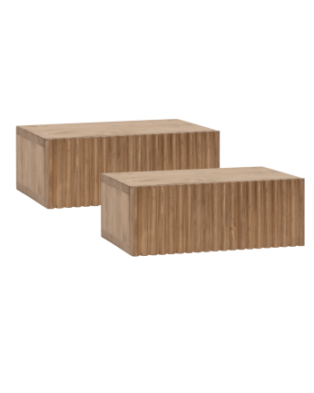 Pack de 2 tables de chevet flottantes en bois massif ton chêne foncé de 40cm