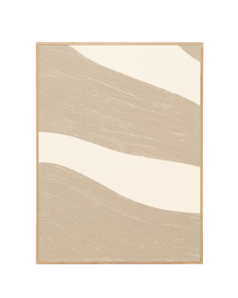 Tableau beige et blanc décoratif sur coton avec cadre en bois peint à la main à la peinture à l'huile dans différentes tailles