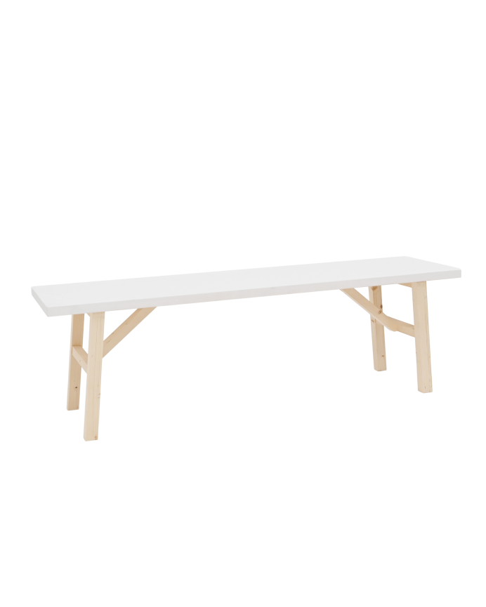 Banc en bois massif blanc de différentes tailles