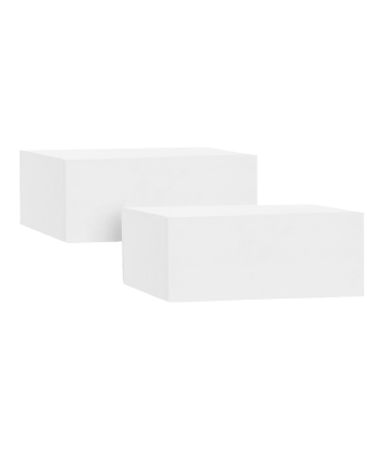 Pack de deux tables de chevet flottantes en bois massif blanc 15x40cm