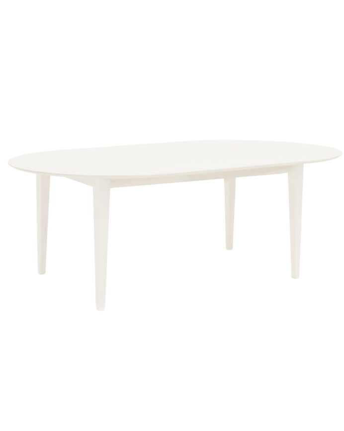 Table à manger ovale en bois massif blanc de différentes tailles