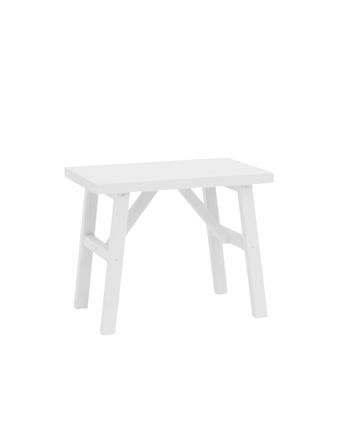 Tabouret en bois massif blanc 45x55cm