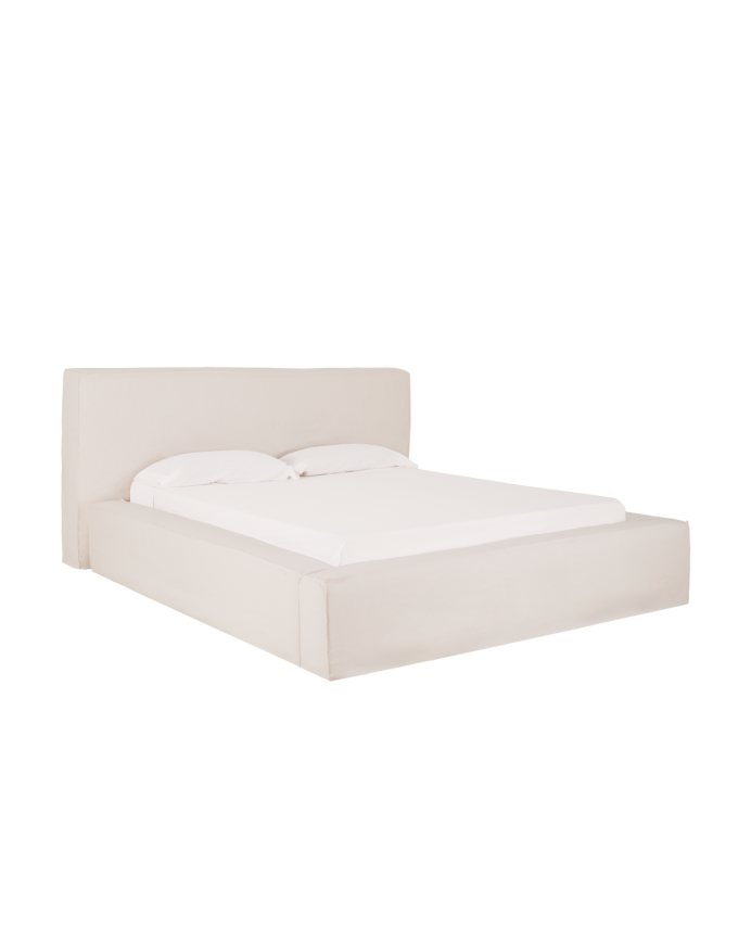 Lit déhoussable en lin blanc pour les matelas de différentes tailles