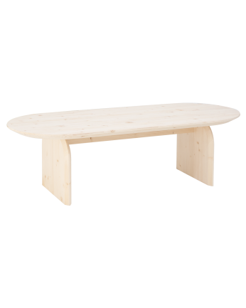 Table basse ovale en bois massif ton naturel de différentes tailles