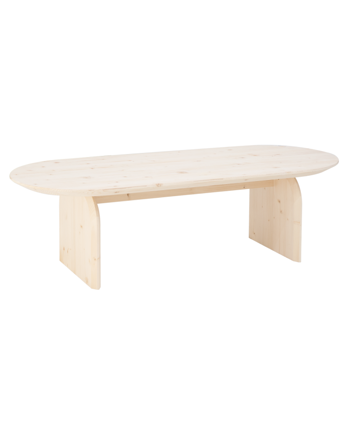 Table basse ovale en bois massif ton naturel de différentes tailles