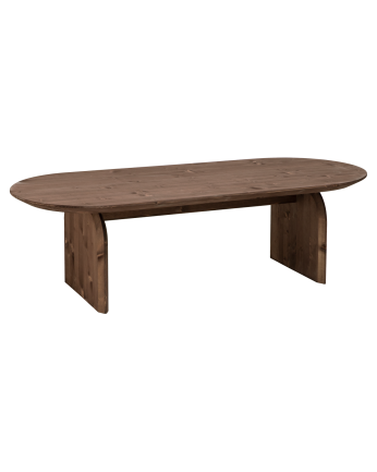 Table basse ovale en bois massif ton noyer de différentes tailles